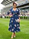 Helena Navy Rose Midi Dress
