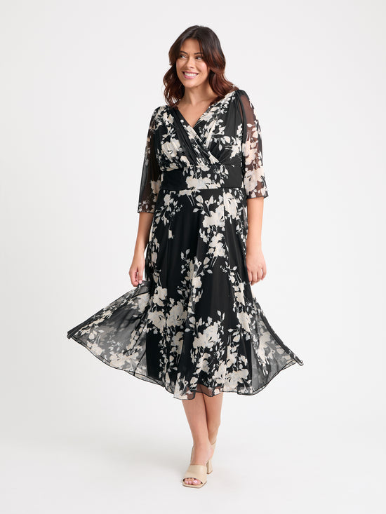 Helena Black Ivory Midi Dress