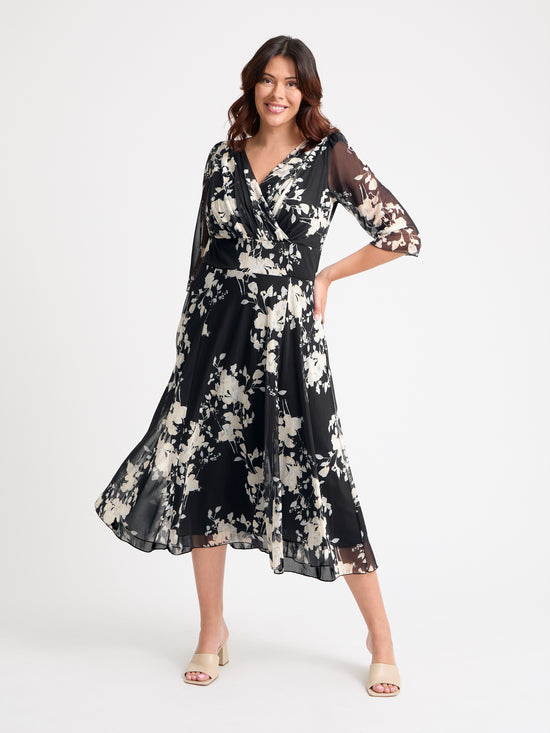 Helena Black Ivory Midi Dress