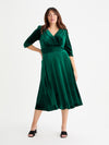 Helena Green Velvet Midi Dress for Timeless Glamour