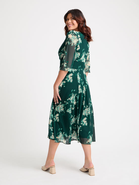 Helena Green Ivory Midi Dress