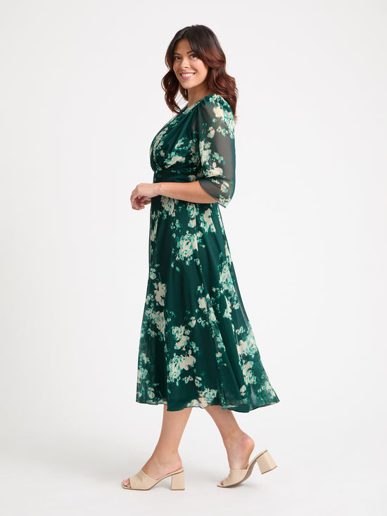 Helena Green Ivory Midi Dress