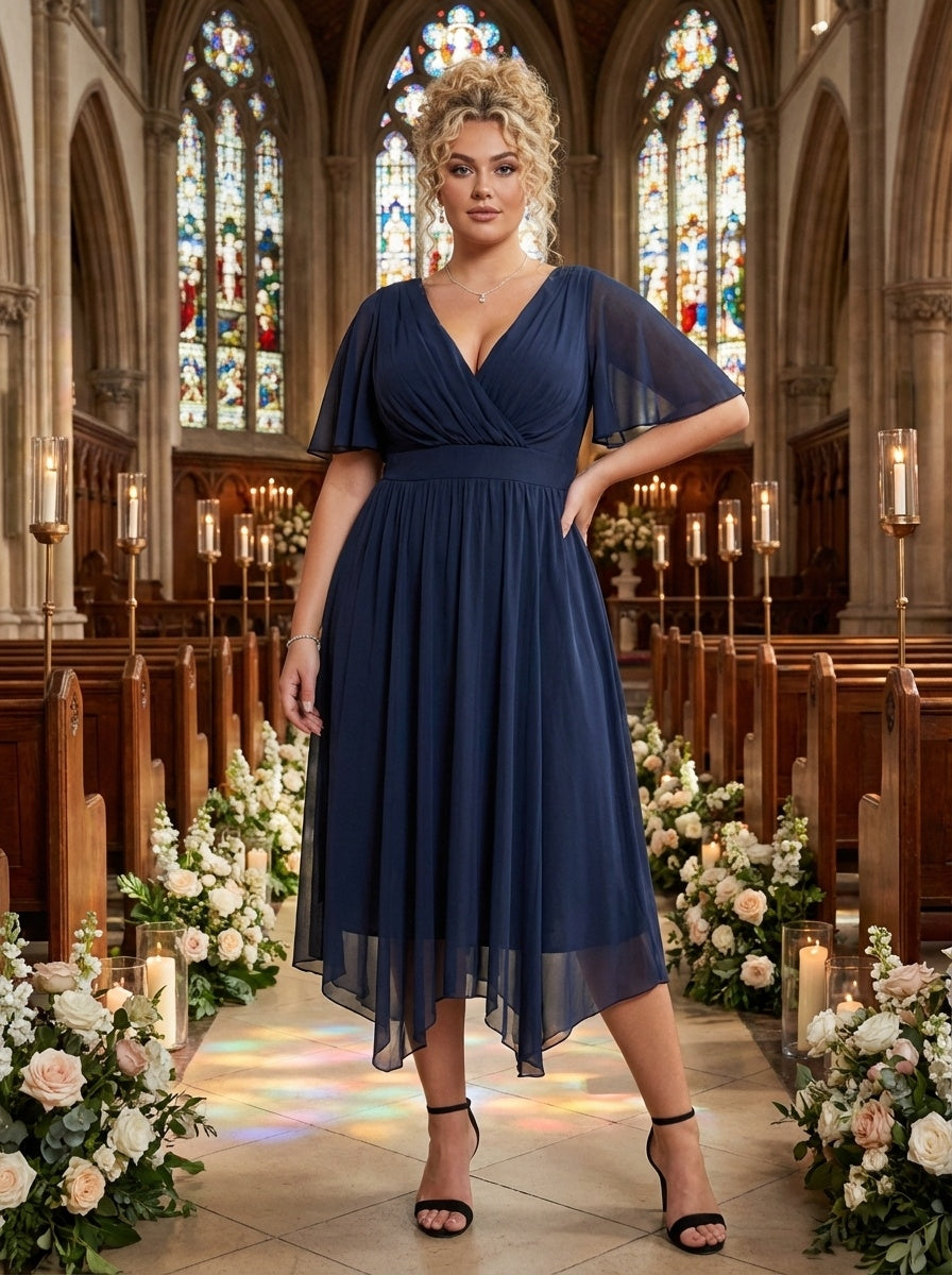 Julie Navy Hanky Hem Dress