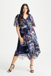 Julie Navy Floral Hanky Hem Dress