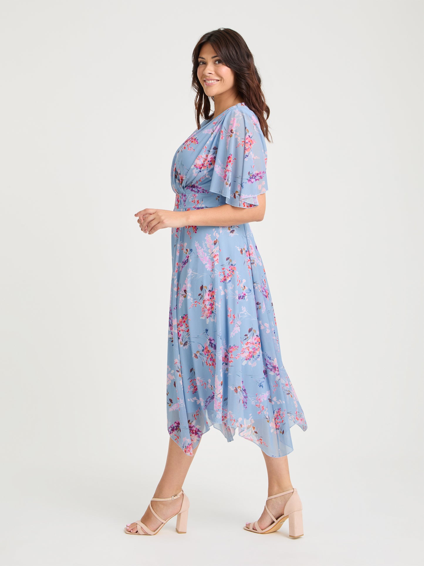 Julie Blue Multi Hanky Hem Dress