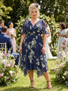 Julie Navy Cream Hanky Hem Dress
