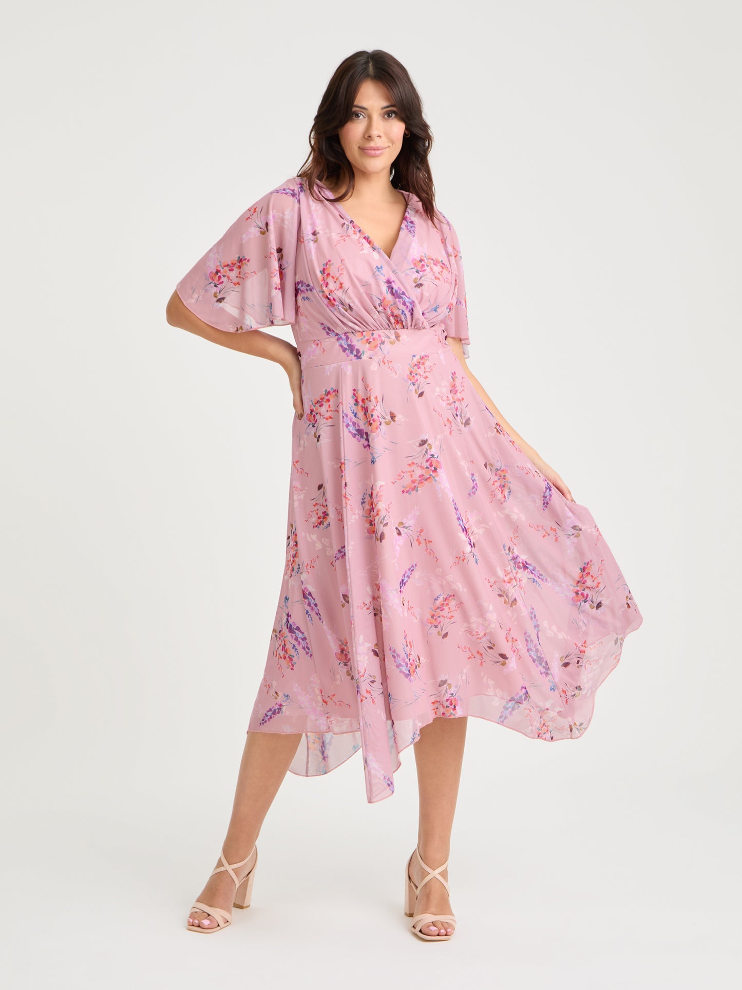 Julie Pink Multi Hanky Hem Dress