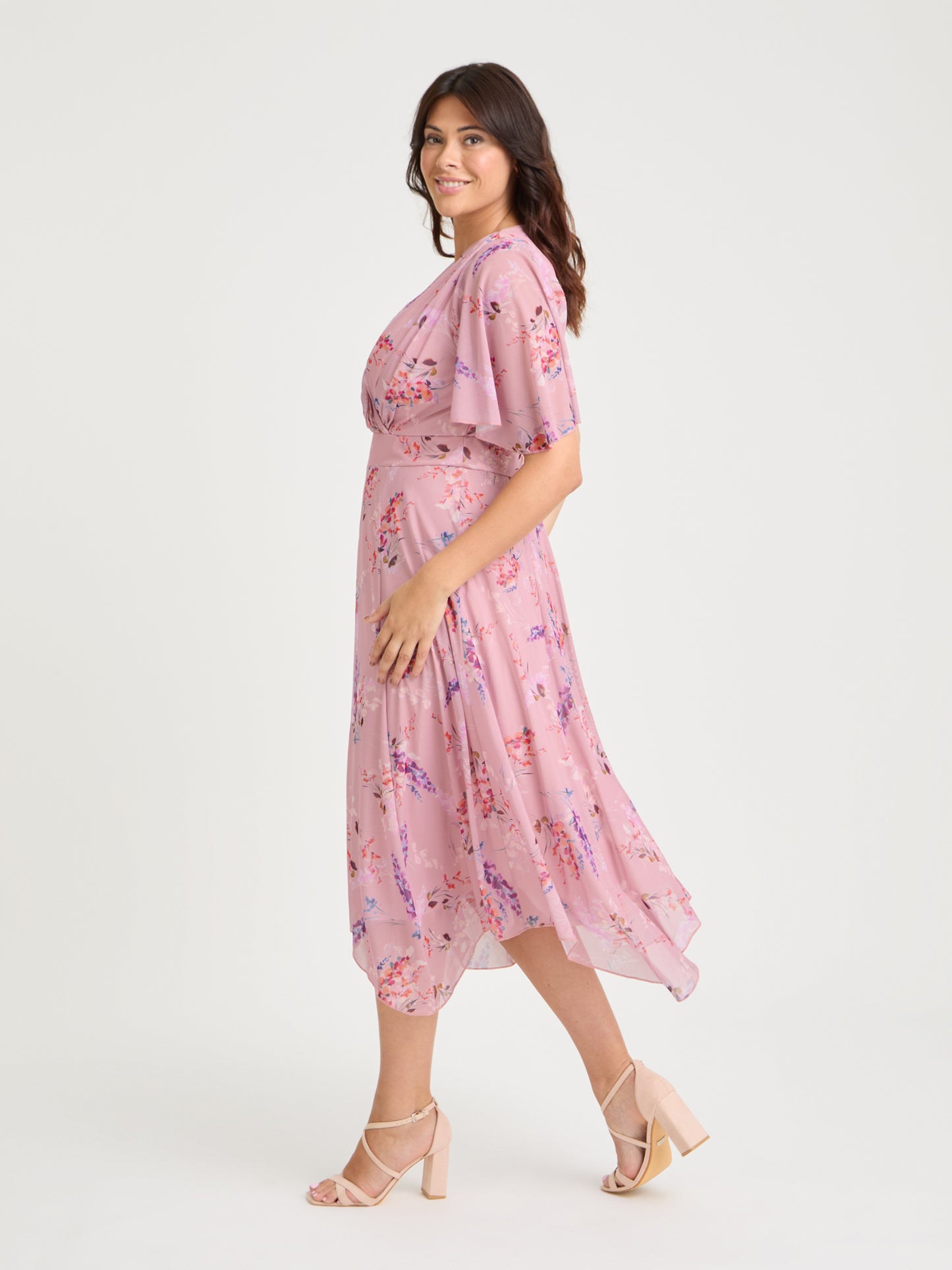 Julie Pink Multi Hanky Hem Dress