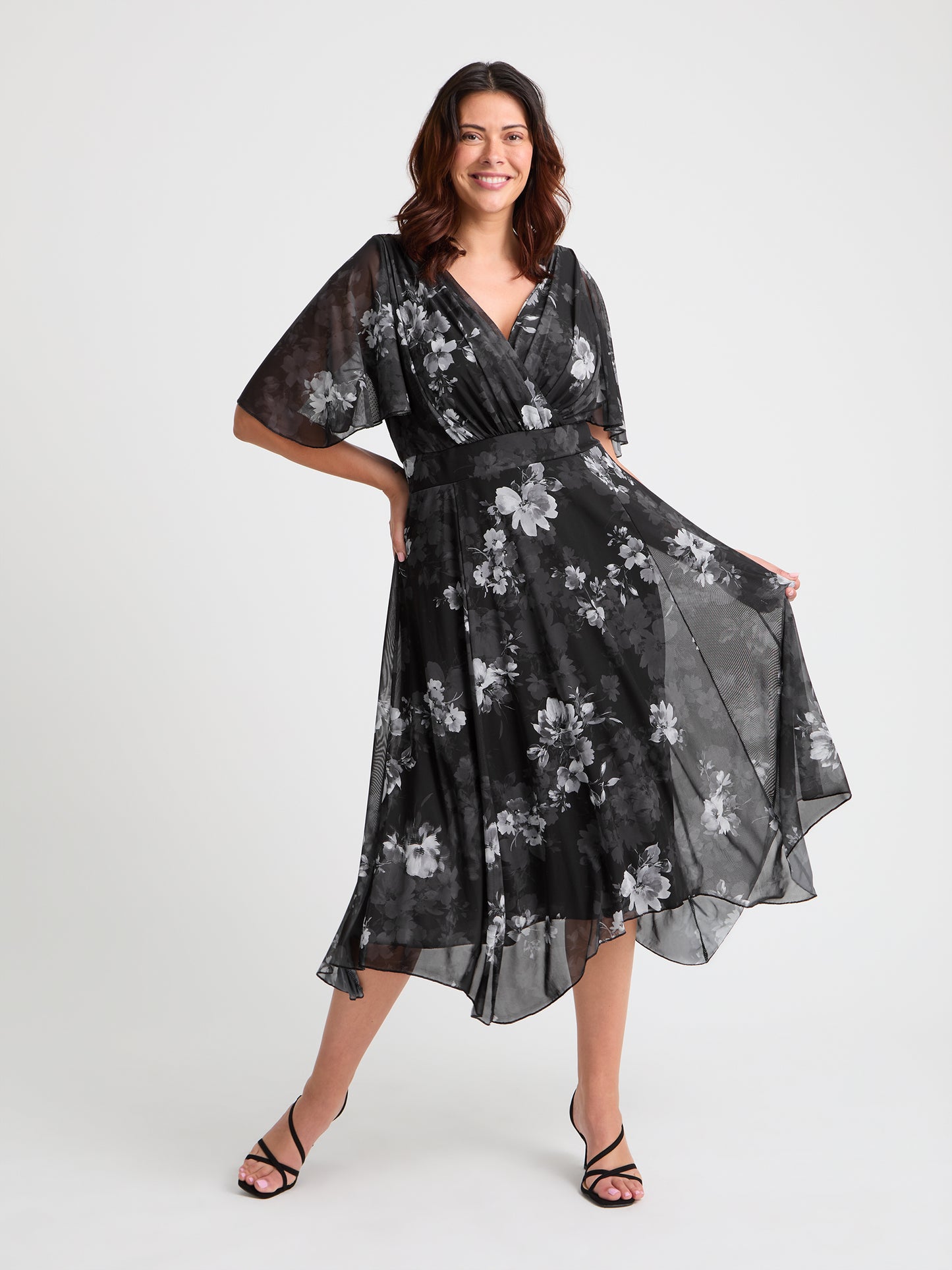Julie Black Silver Hanky Hem Dress