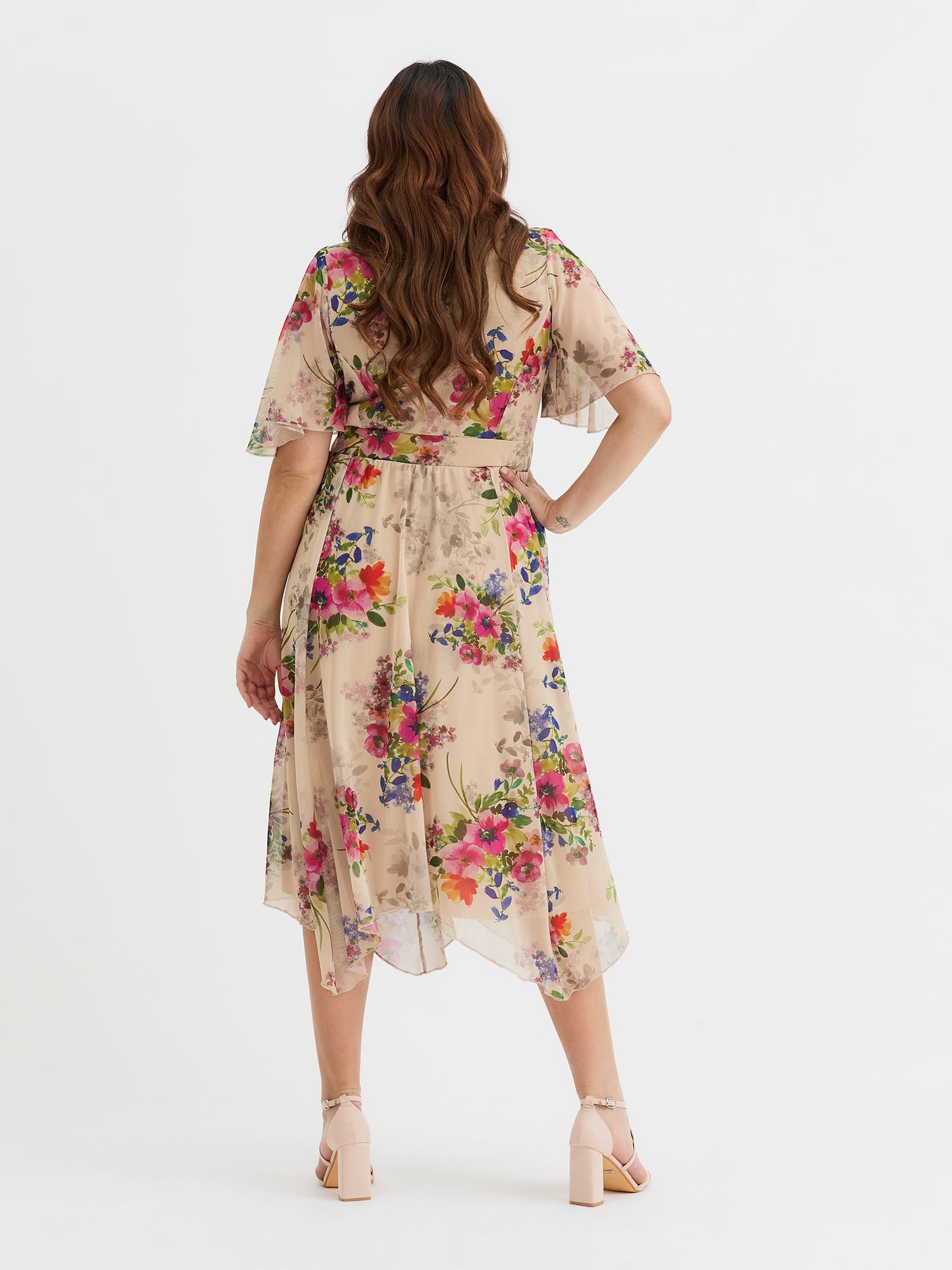 Julie Vintage Cream Multi Hanky Hem Dress 