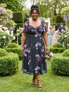 Liz Midnight Rose Bolero Wrap Bodice Midi Dress