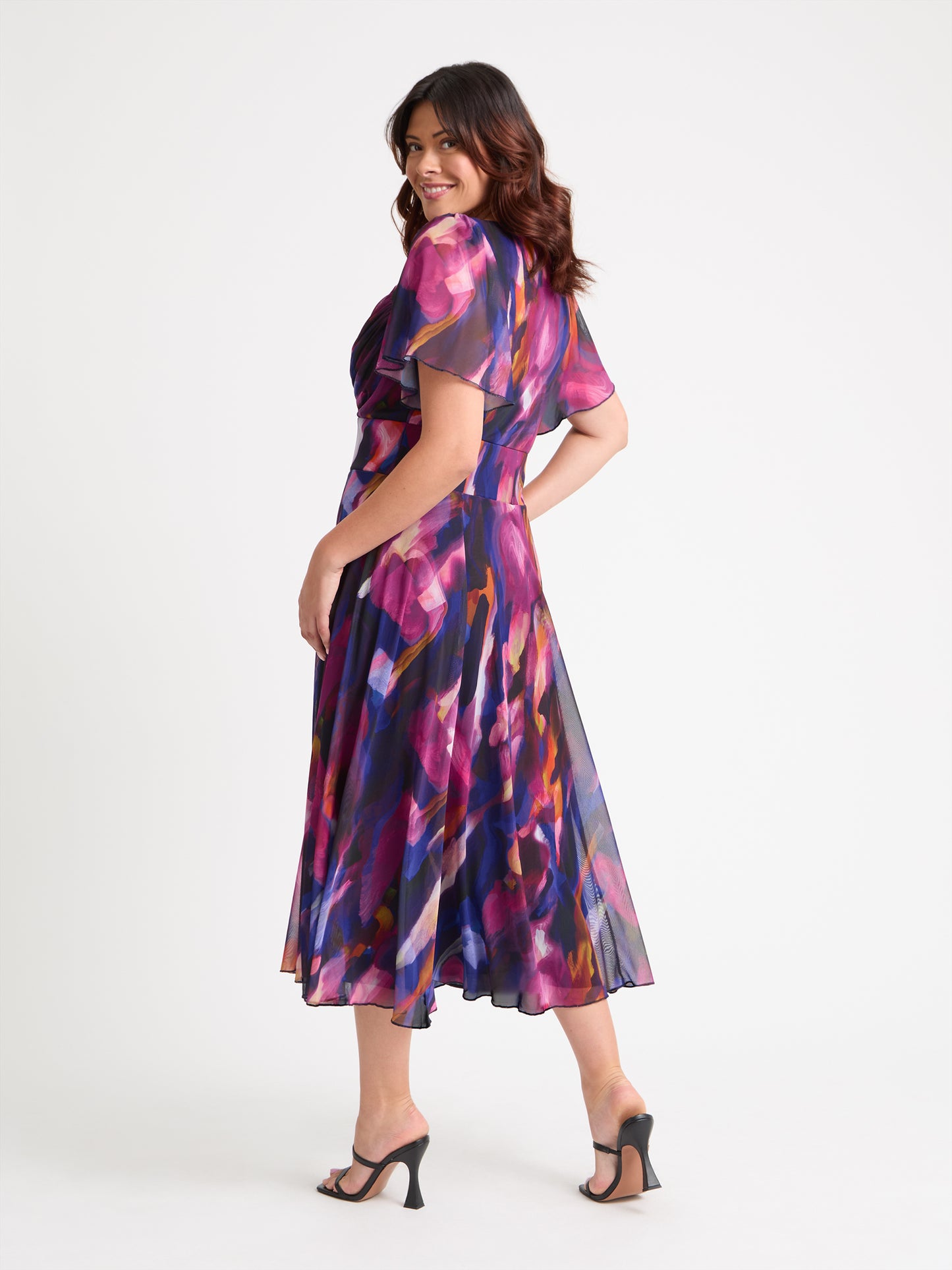 Liz Blue Multi Bolero Wrap Bodice Midi Dress