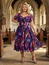 Liz Blue Multi Bolero Wrap Bodice Midi Dress