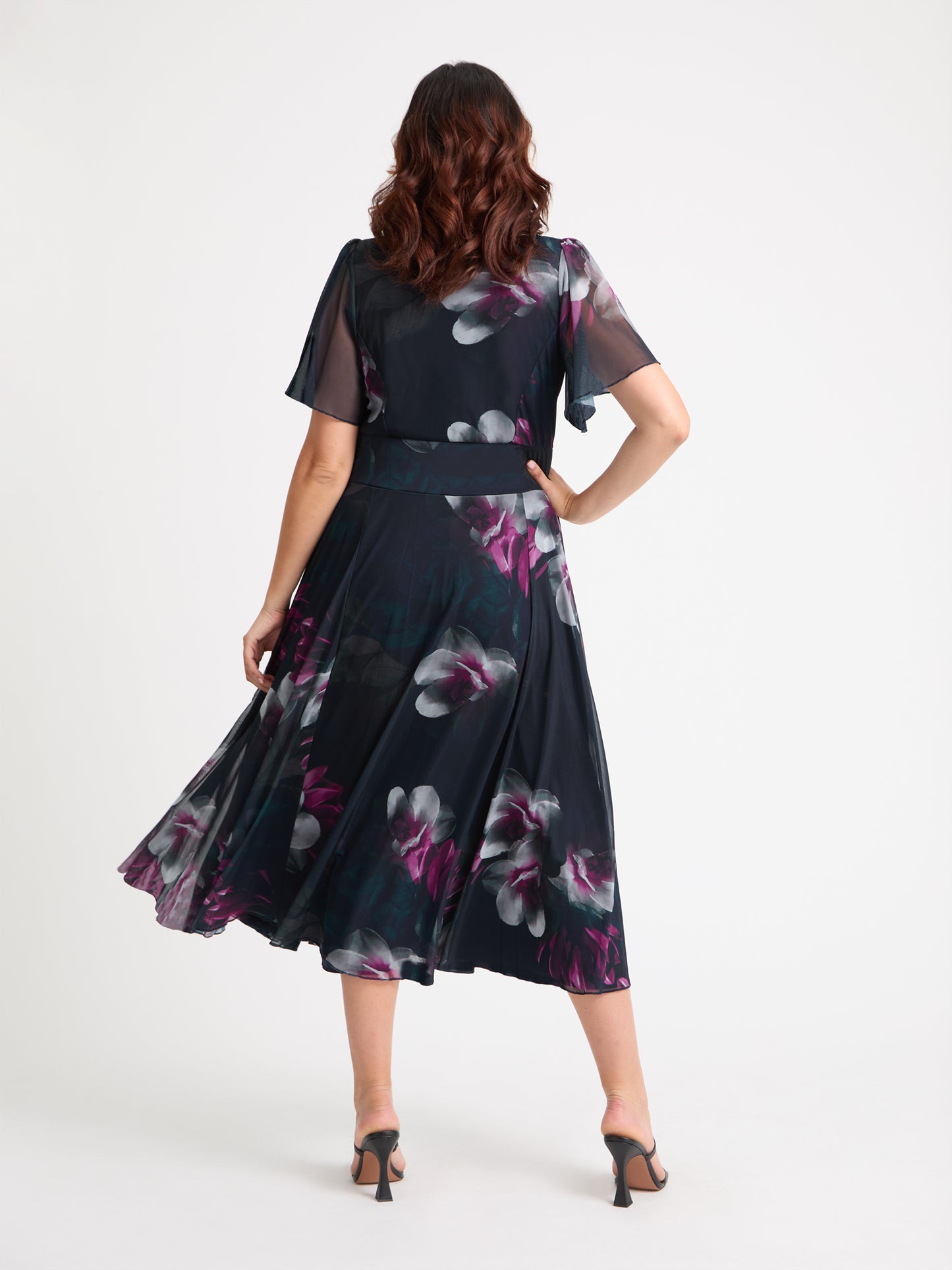 Liz Midnight Rose Bolero Wrap Bodice Midi Dress