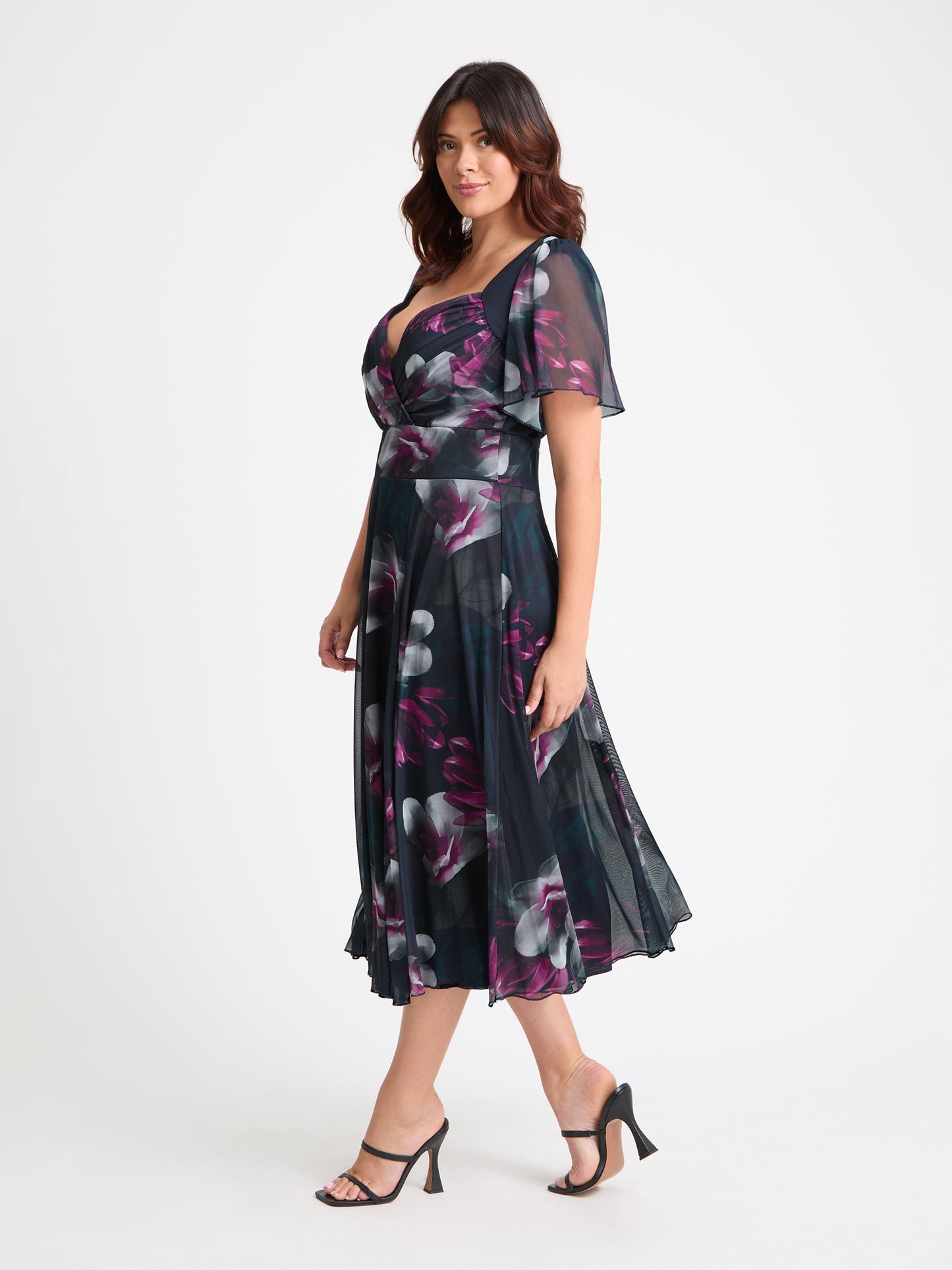 Liz Midnight Rose Bolero Wrap Bodice Midi Dress