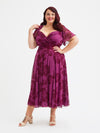 Petite Liz Soft Magenta Print Bolero Wrap Bodice Midi Dress