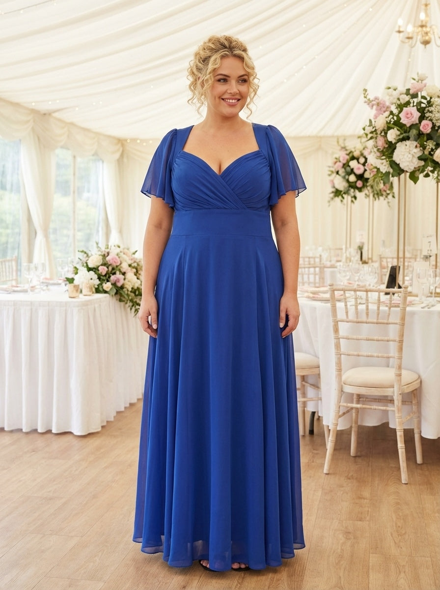 Kemi Bright Blue Bolero Wrap Bodice Maxi Gown