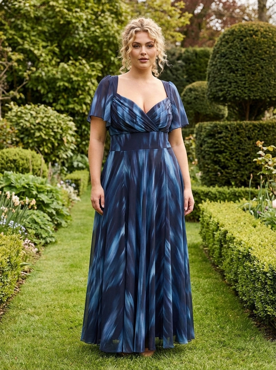 Kemi Navy Ombre Print Bolero Wrap Bodice Maxi Gown