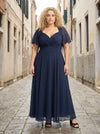 Petite Kemi Solid Navy Bolero Wrap Bodice Maxi Gown