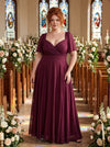 Kemi Wine Bolero Wrap Bodice Mesh Maxi Gown