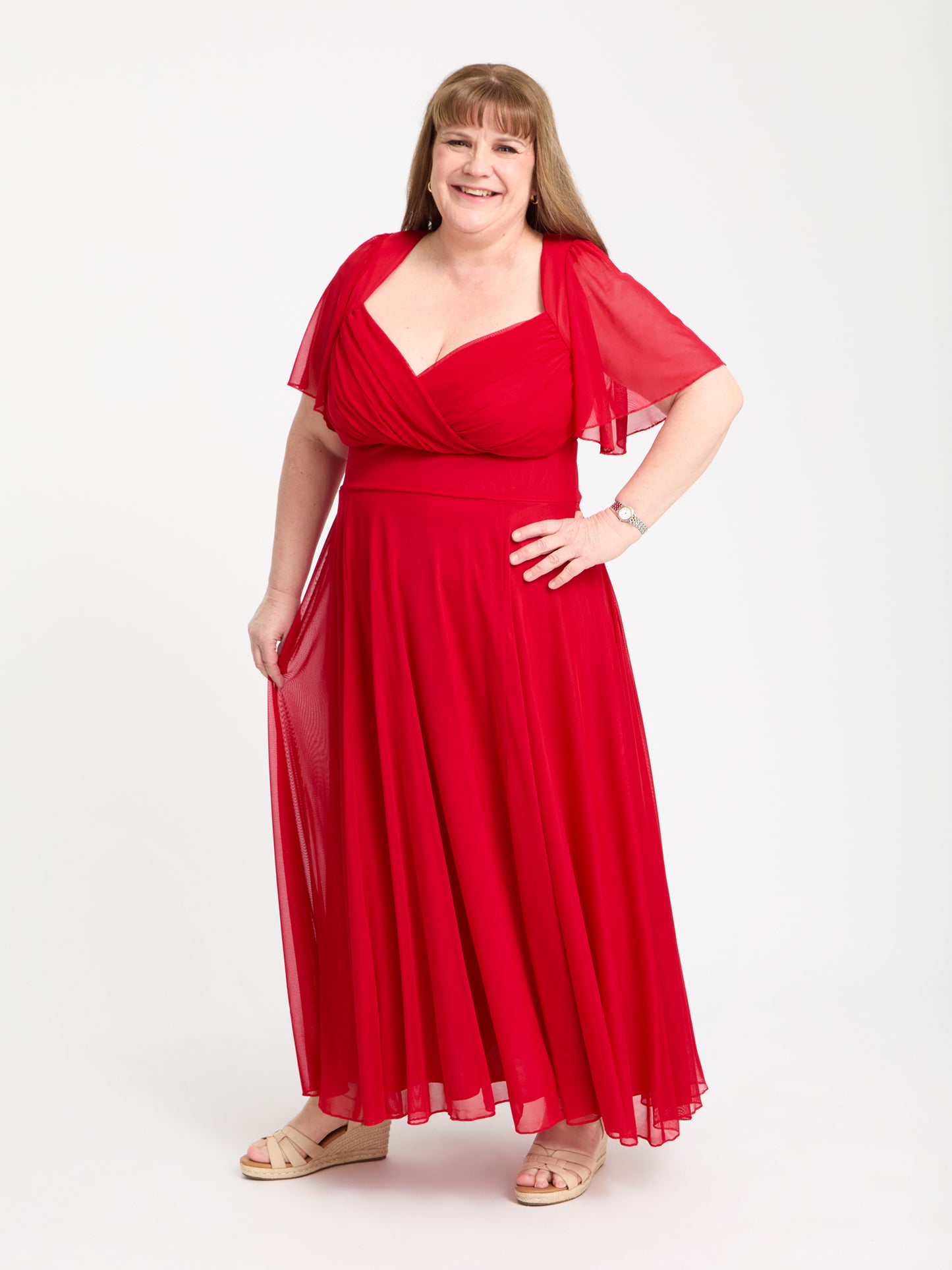 Petite Kemi Solid Red Bolero Wrap Bodice Maxi Gown Scarlett & Jo Petite Kemi Solid Red Bolero Wrap Bodice Maxi Gown Scarlett & Jo