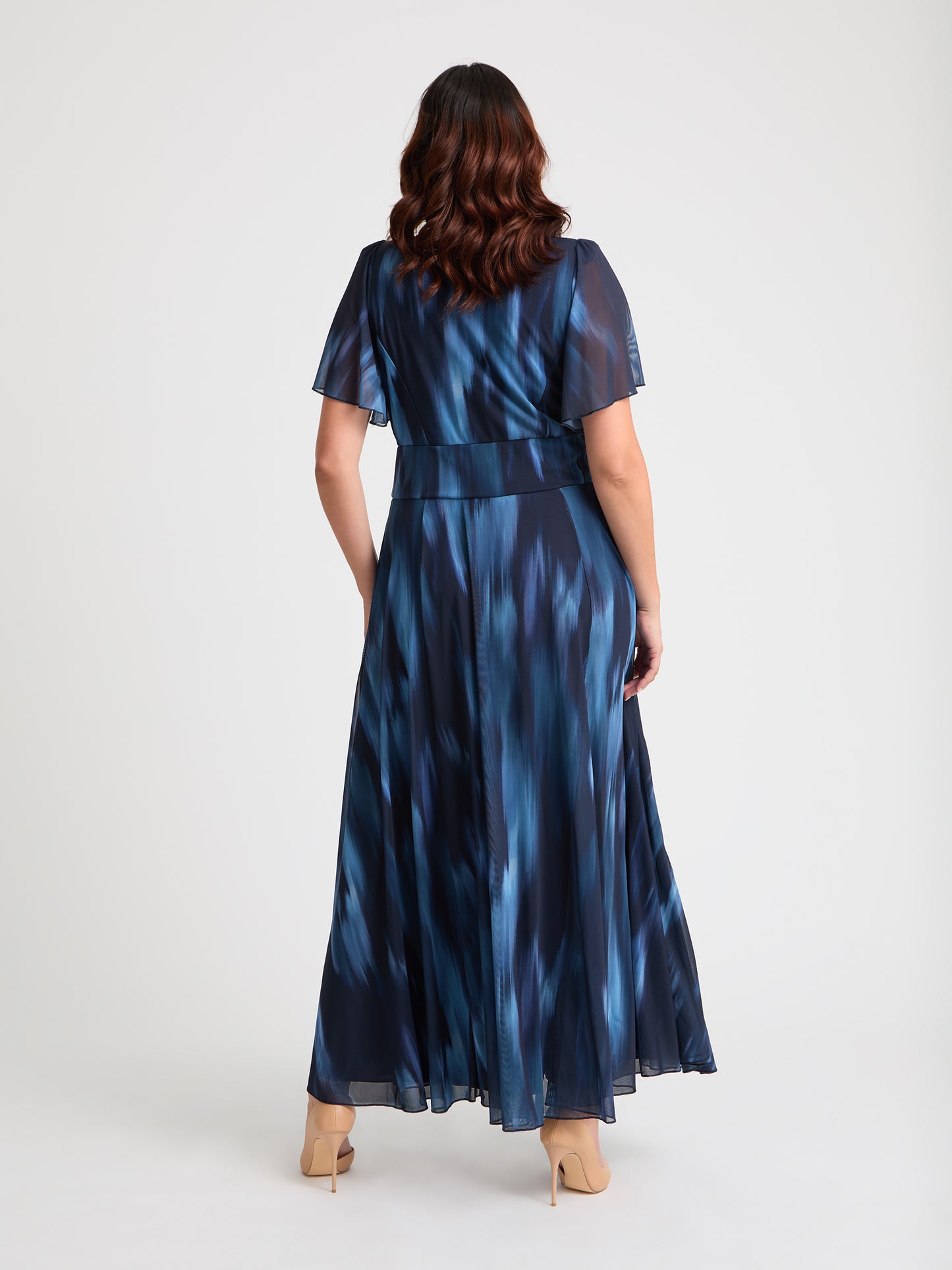 Kemi Navy Ombre Print Bolero Wrap Bodice Maxi Gown