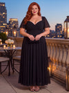 Kemi Solid Black Bolero Wrap Bodice Maxi Gown