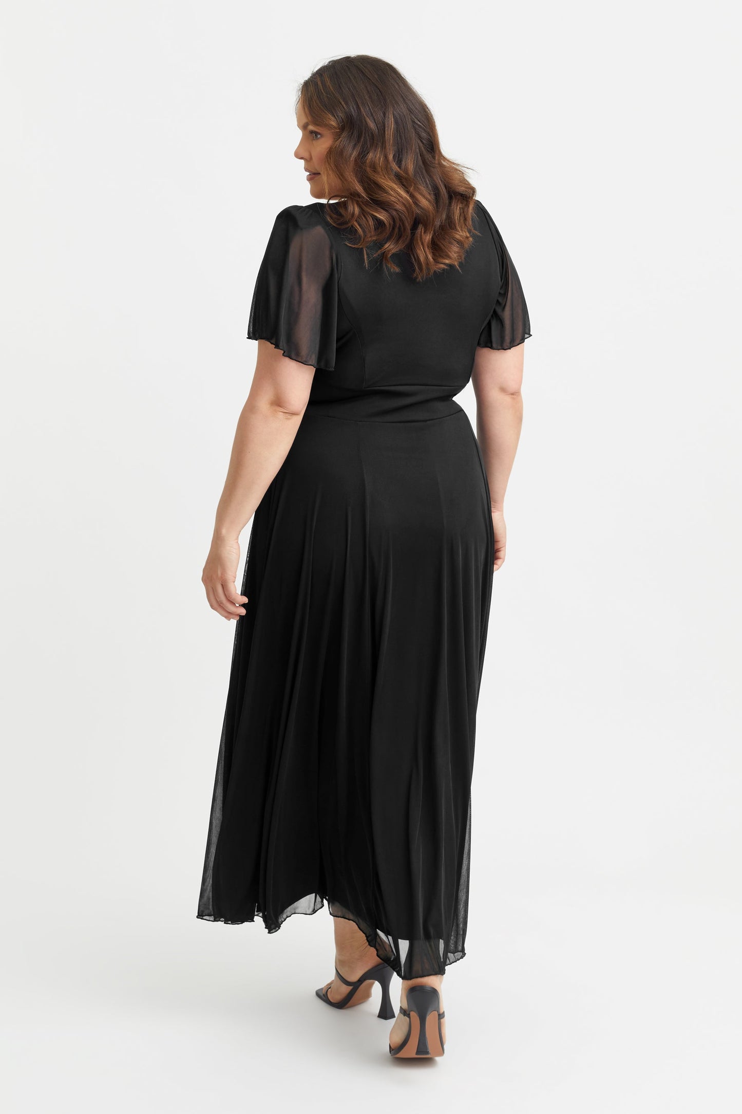 Kemi Solid Black Bolero Wrap Bodice Maxi Gown