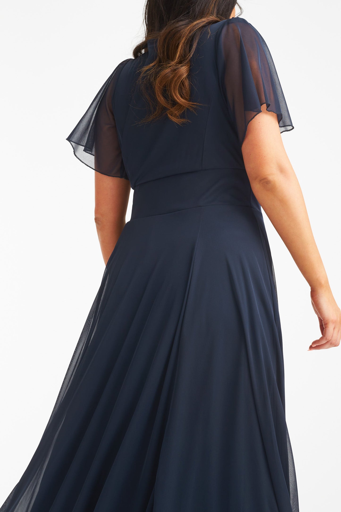 Kemi Solid Navy Bolero Wrap Bodice Maxi Gown