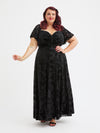 Kemi Vintage Black Devore Bolero Wrap Bodice Maxi Gown