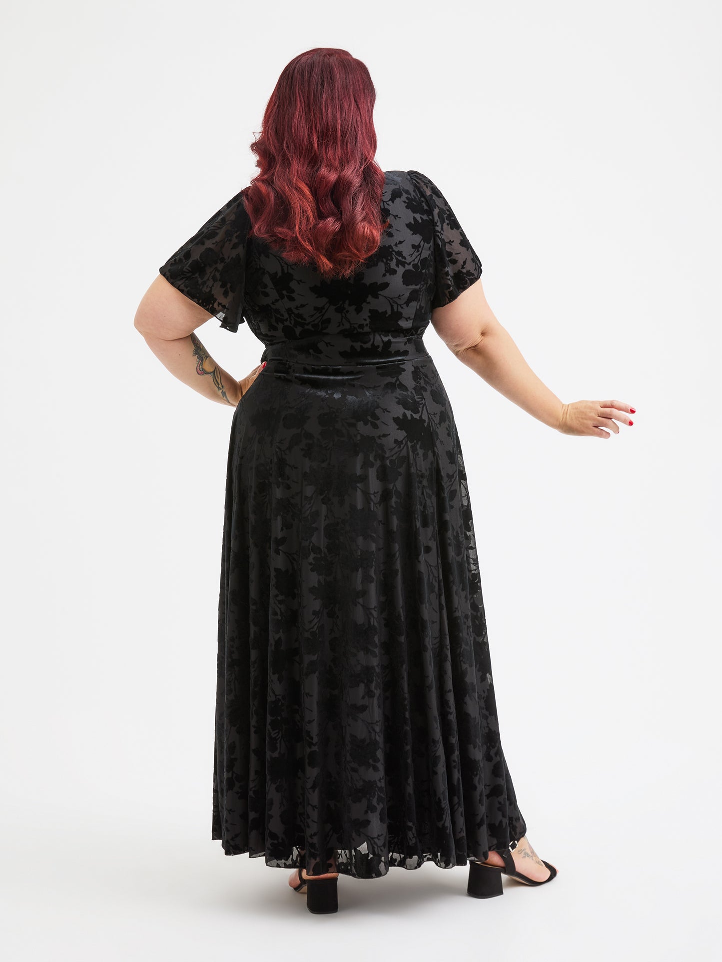 Kemi Vintage Black Devore Bolero Wrap Bodice Maxi Gown