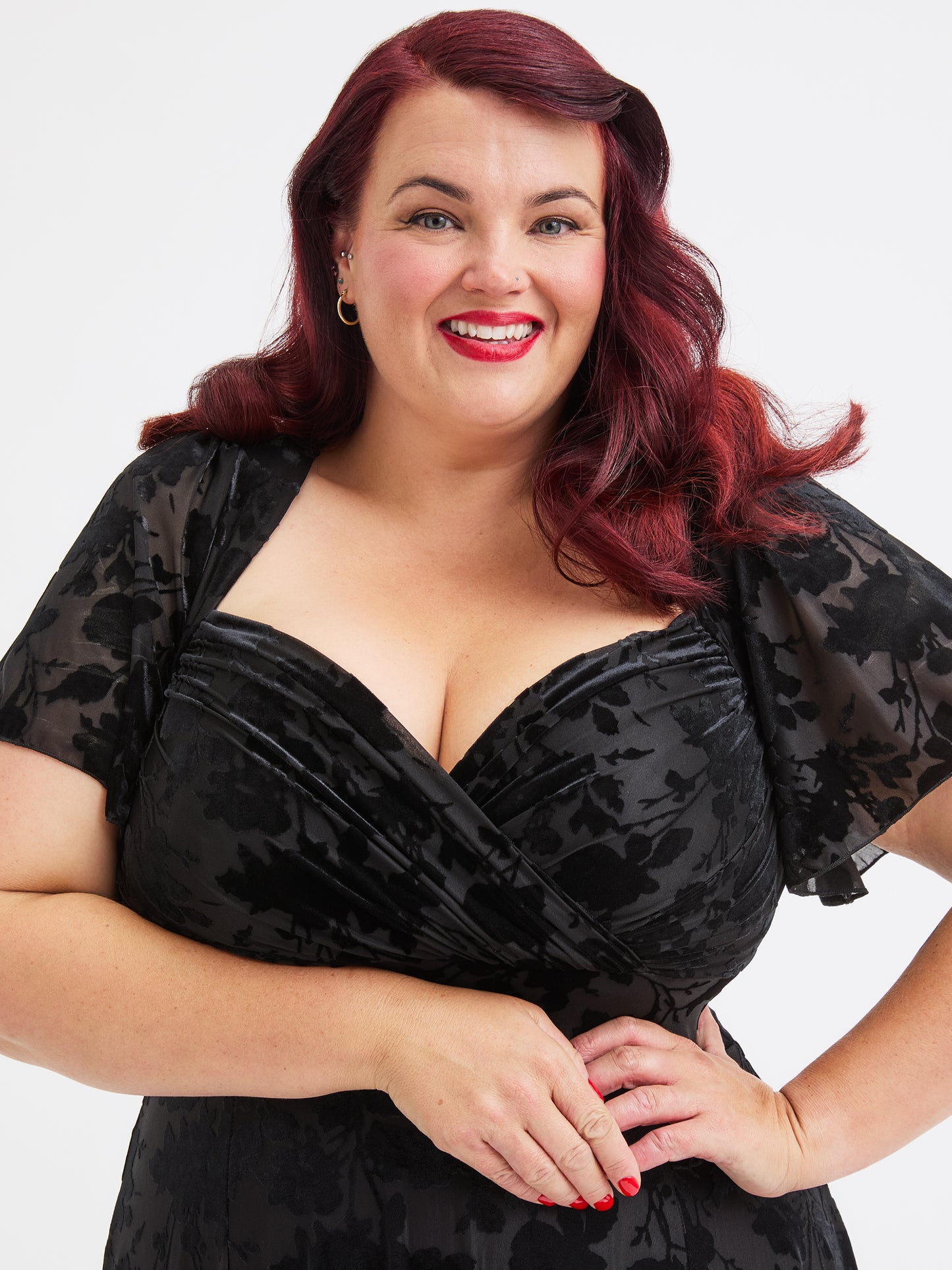Kemi Vintage Black Devore Bolero Wrap Bodice Maxi Gown
