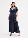 Kemi Vintage Midnight Devore Bolero Wrap Bodice Maxi Gown