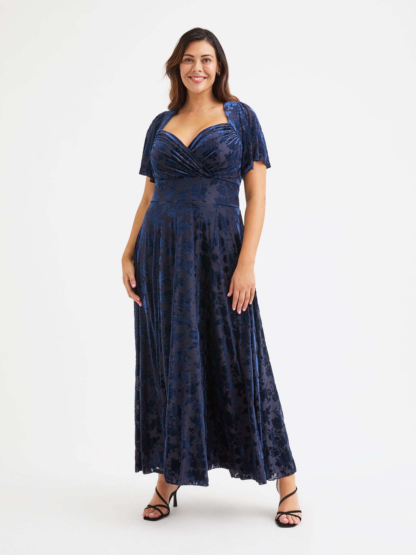 Kemi Vintage Midnight Devore Bolero Wrap Bodice Maxi Gown