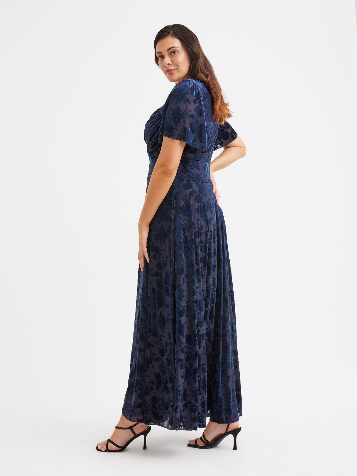Kemi Vintage Midnight Devore Bolero Wrap Bodice Maxi Gown