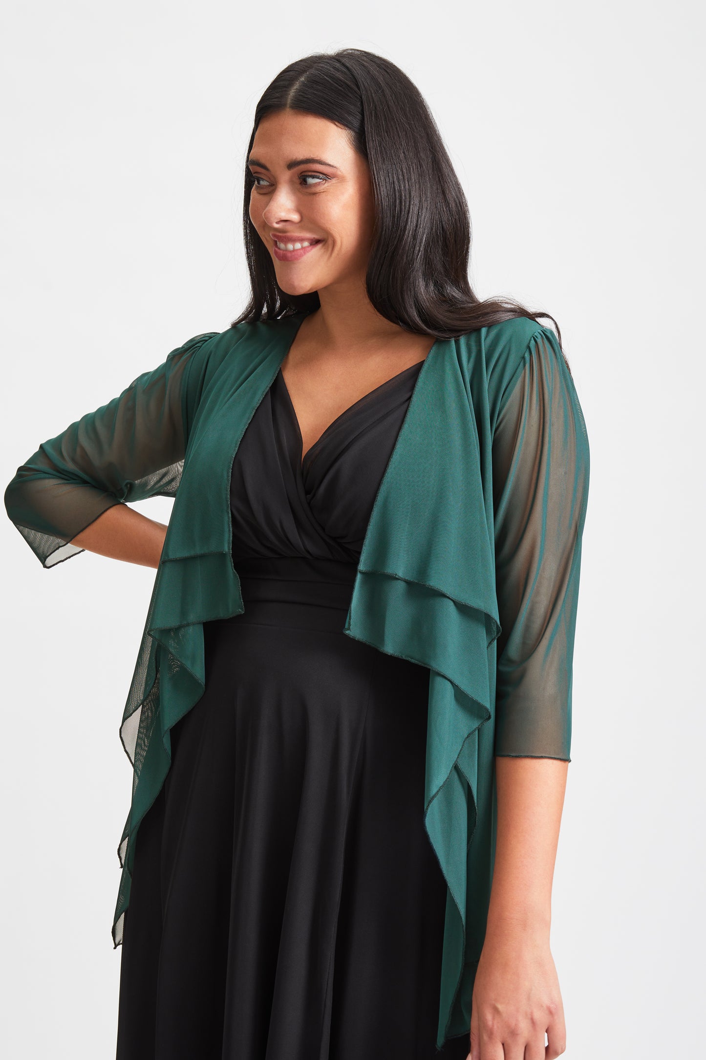 Green Waterfall Layered Shrug Scarlett & Jo Green Waterfall Layered Shrug Scarlett & Jo