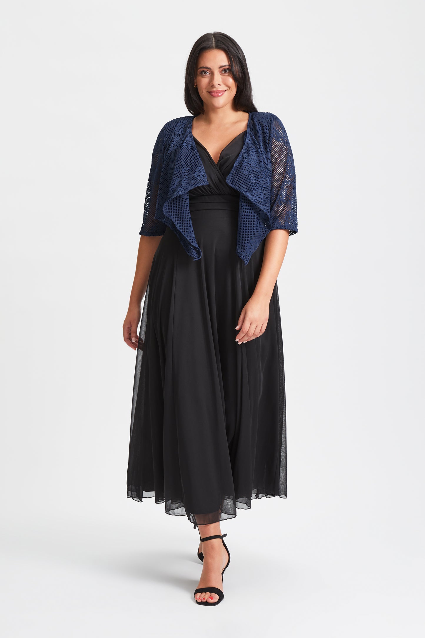 Navy Crop Waterfall Shrug Scarlett & Jo Navy Crop Waterfall Shrug Scarlett & Jo