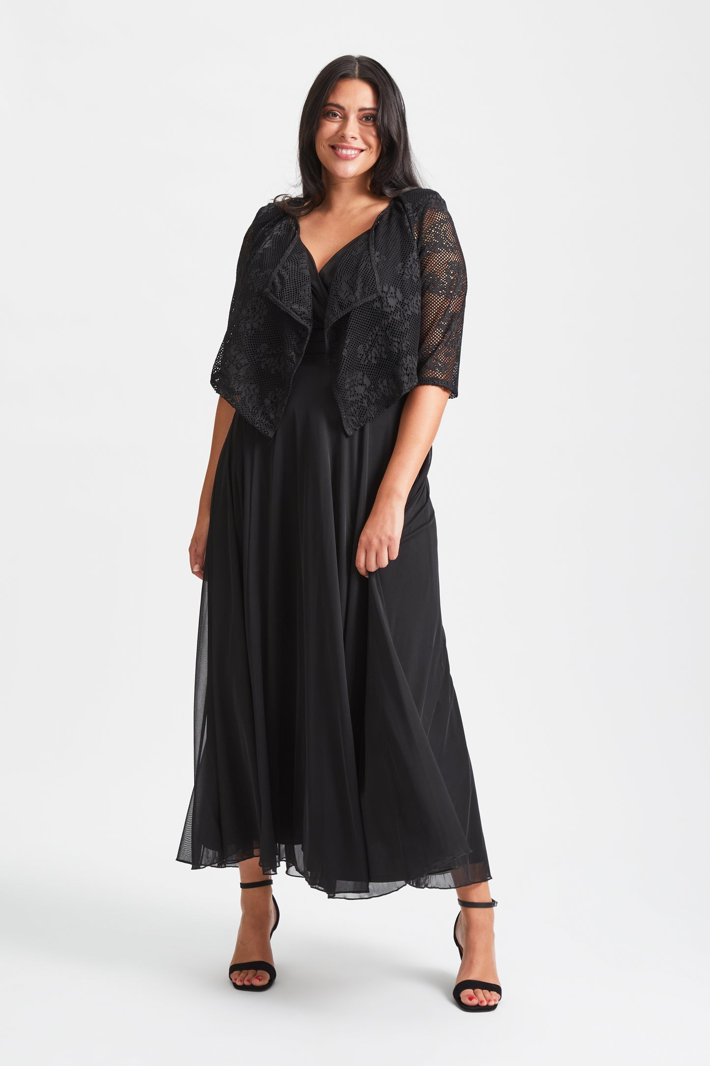 dress shrug black Black Crop Waterfall Shrug – Scarlett & Jo