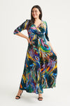 Plus Size Occasion Wear Green Multi Print Velvet Maxi Gown