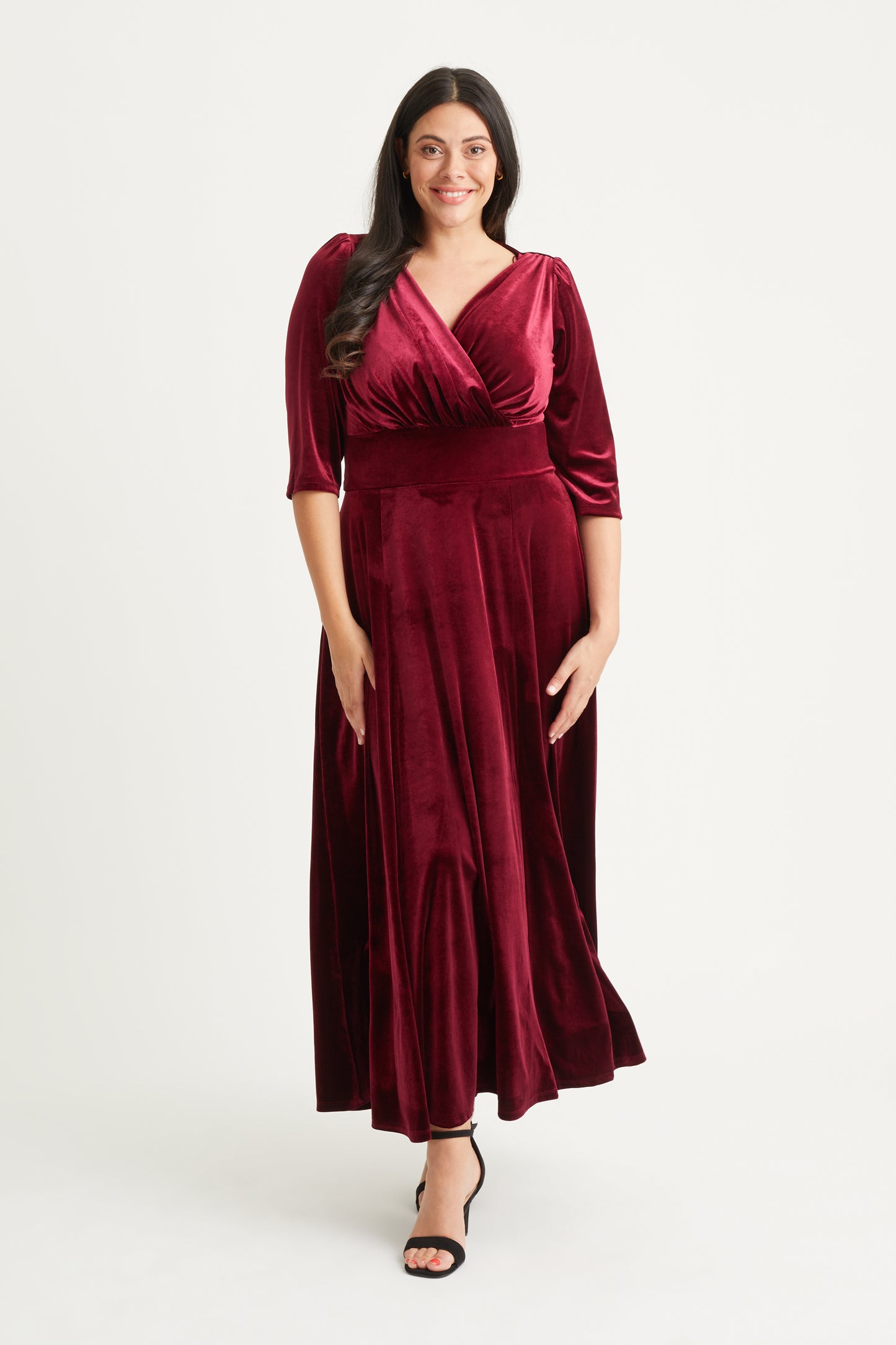 Load image into Gallery viewer, Verity Velvet Claret Maxi Gown
