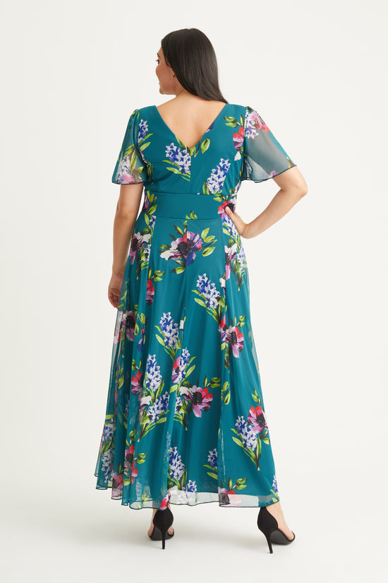 Load image into Gallery viewer, Isabelle Alexandrite Multi Float Sleeve Maxi Dress
