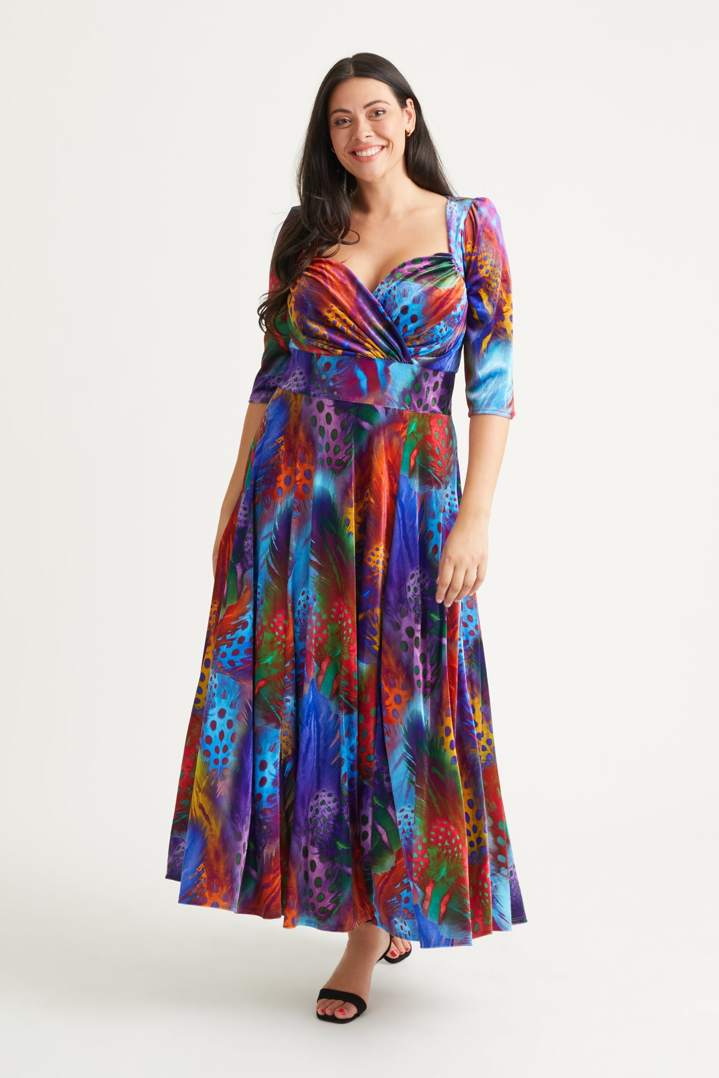 Elizabeth Peacock Multi Velvet Maxi Gown