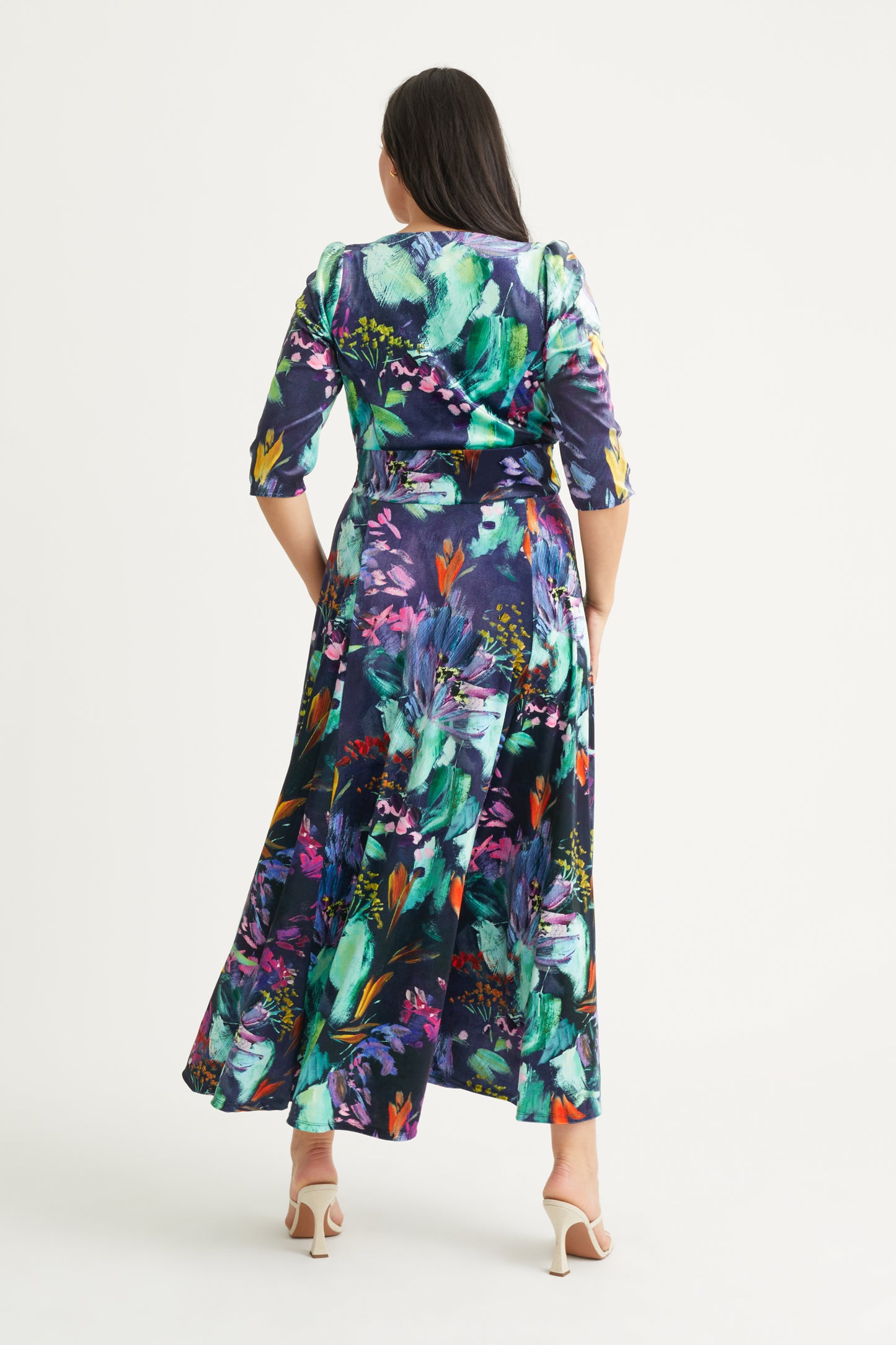 Load image into Gallery viewer, Elizabeth Navy Black Multi Velvet Maxi Gown
