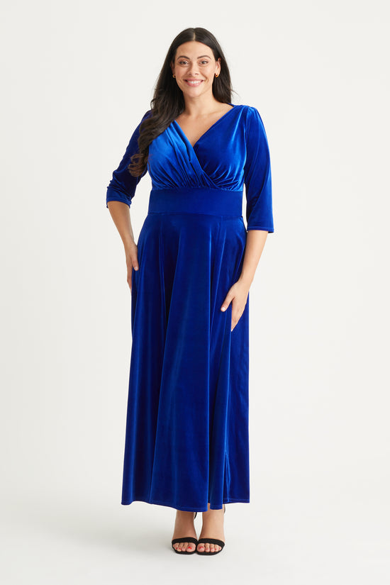 Verity Velvet Cobalt Blue Maxi Gown
