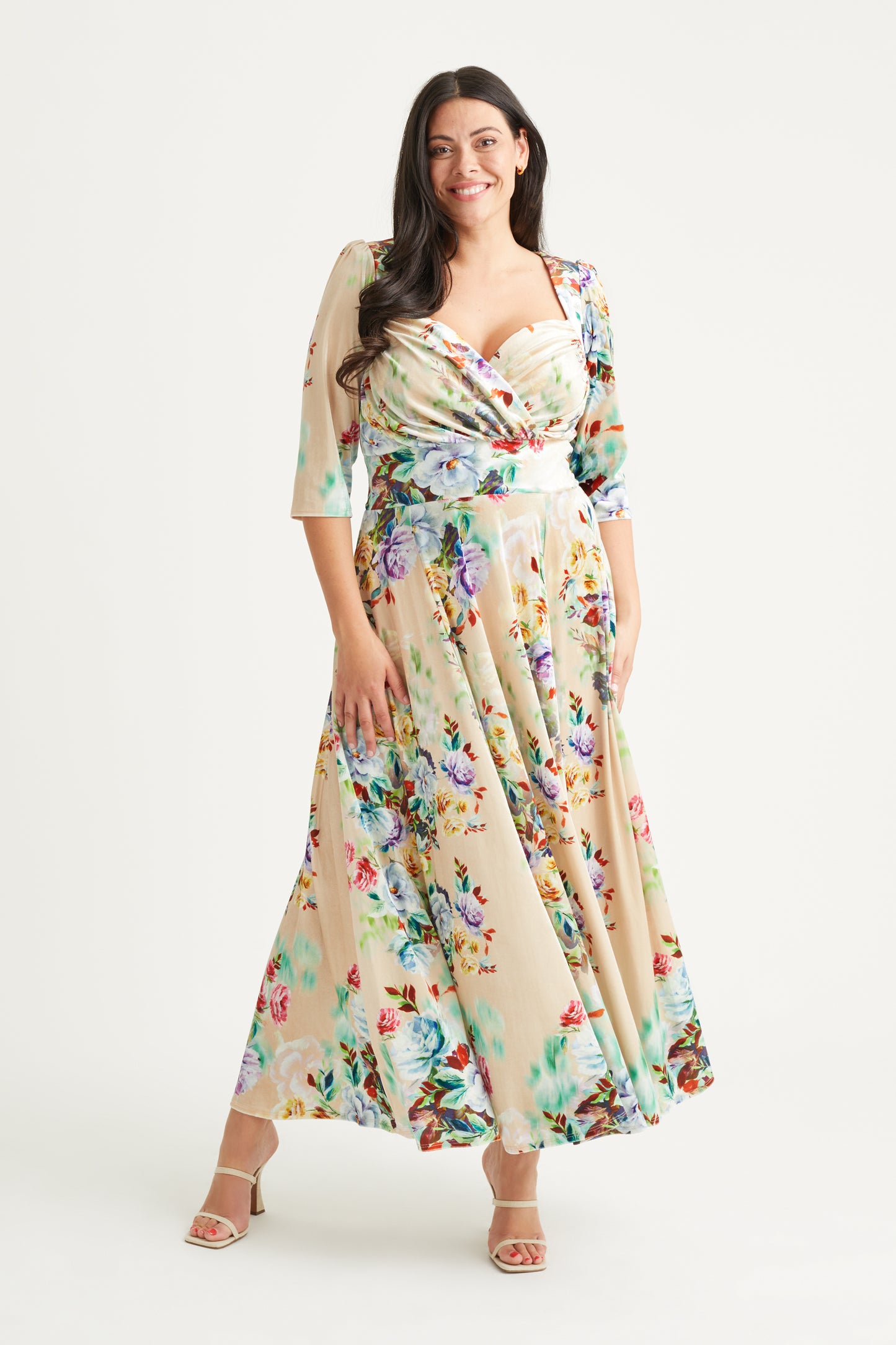 Elizabeth Multi Floral Velvet Maxi Gown