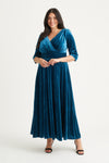 Verity Comfortable Plus Size Maxi Gown in Teal Velvet