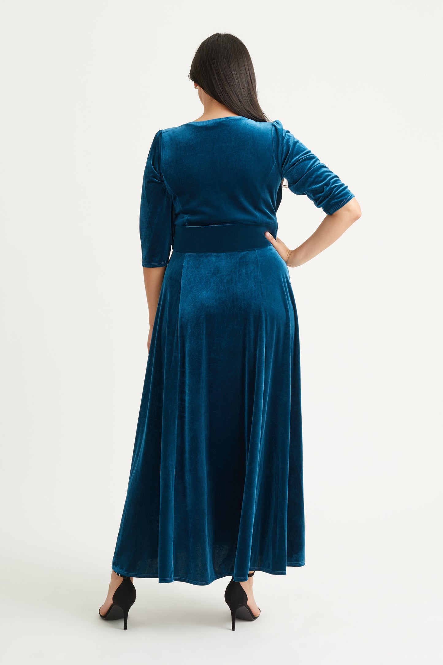 teal velvet dress Plus Size Scarlett & Jo Velvet Maxi Gown