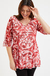 Red Batique V Neck Tunic