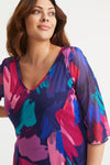 Navy Splash V Neck Tunic