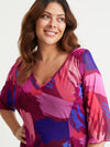 Magenta Splash V Neck Tunic